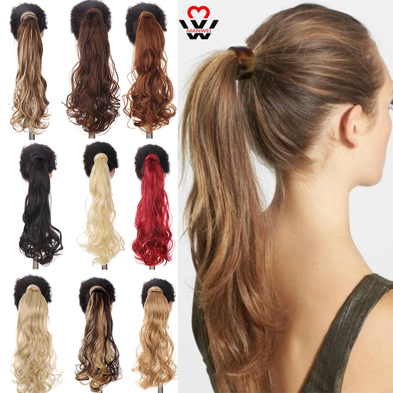 

MANWEI Long curls Hair Velcro Ponytail Wig Strap Style Ponytail Wig Female Ponytail Extension Synthetic Hair Extension
