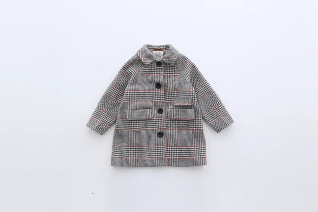 Коллекция года, осенне-зимнее пальто Модная одежда для девочек, куртка детская клетчатая хлопковая куртка с длинными рукавами для элегантной девочки, k1