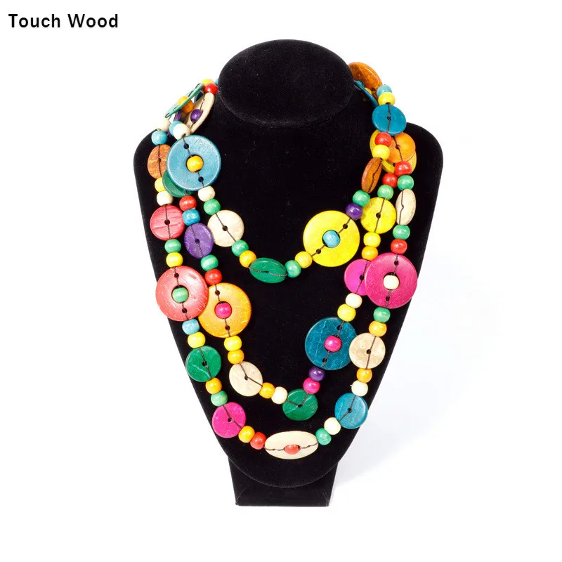 

Women handmade wooden necklace / party exaggerated accessories 76cm / wholesale dropshipping