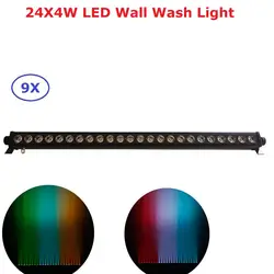 9 единиц 24X4 W RGBW 4IN1 светодиодный мыть стены огни DMX светодиодный dmx-бар линии бар мыть света этапа для DJ Disco вечерние Крытый показывает