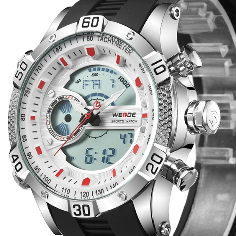 WEIDE мужские цифровые спортивные часы двойной дисплей Автоматическая Дата
