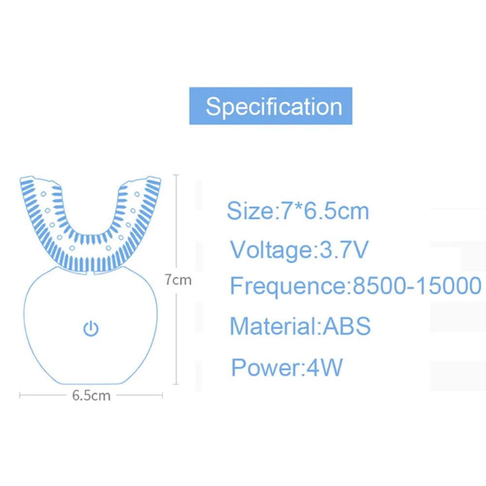 Tanie 360 stopni inteligentna automatyczna elektryczna soniczna szczoteczka do zębów typu U szczotka do zębów USB ładowanie zębów wybielanie zębów niebieskie światło