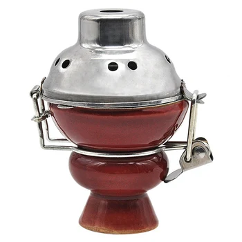 

1Pcs Combined Clay Shisha Hookah Bowl Top Cup Glazed Ceramic with Metal Windcover Charcoal Screen Stainless Steel Lid Cover