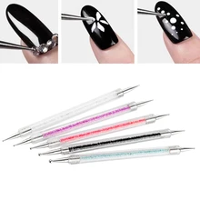 5 шт./компл. двухконфорочная вафельница для цветной рисунок точка сверления ручка прозрачный лак для ногтей акриловая ручка для рисования в горошек DIY инструменты для ногтей