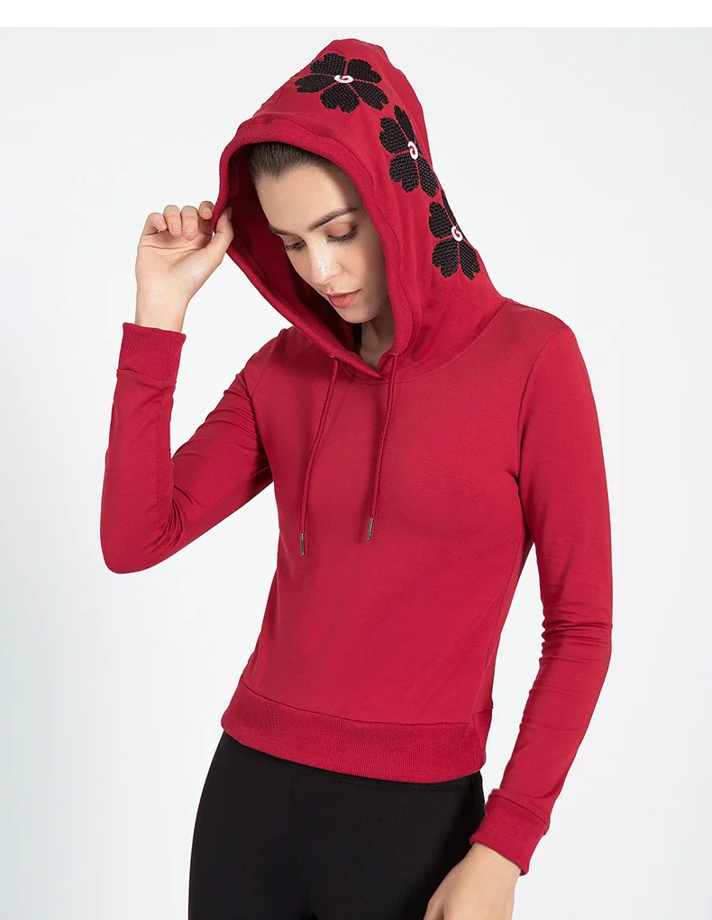 Женская спортивная футболка с длинным рукавом и капюшоном для занятий фитнесом и йогой, женская спортивная футболка для бега, спортивная одежда