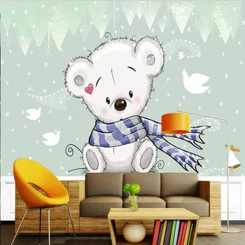 

Custom large mural 3D wallpaper Nordic cartoon fashion creative baby bear bedroom mural TV back wall decor deep 5D embossed