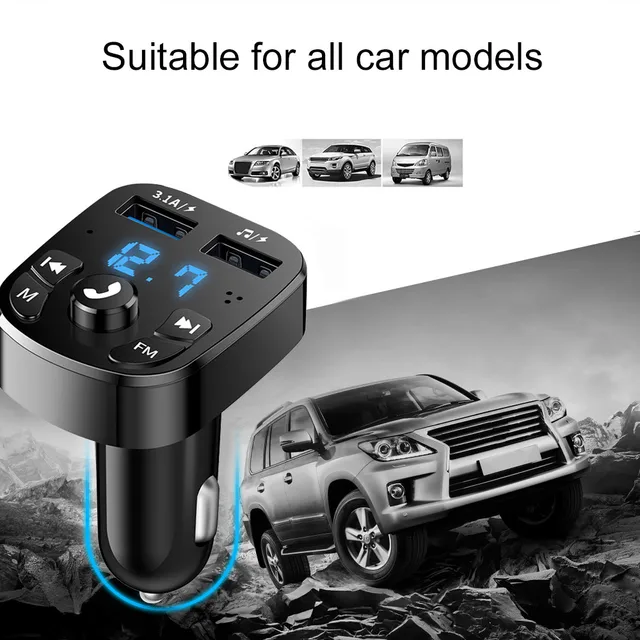 ORIA Bluetooth FM Transmitter, KFZ Auto Radio Adapter mit 2 USB Ladegerät,  Bunte LED Display Freisprecheinrichtung Car Kit, Bluetooth V5.0 Auto Musik