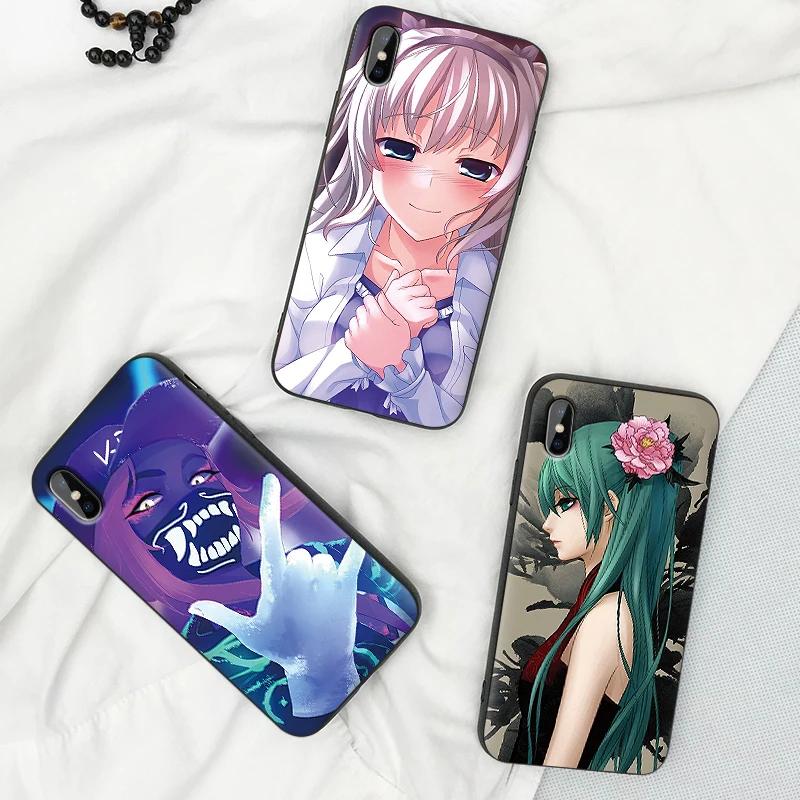Мягкий чехол из ТПУ для девочек японского аниме Apple IPhone X XR XS MAX 5 5S 5C SE 6 S 7 8 Plus ipod touch