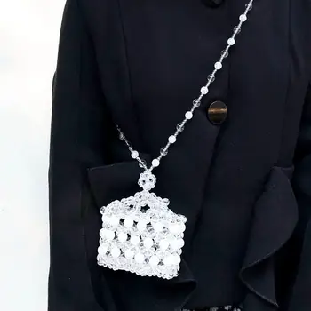 

Ice crack crystal crown small box, necklace, makeup bag, minority independent design of the same style beaded bag