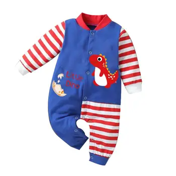 

Infant Baby Boys Girls Long Sleeve Cartoon Dinosaur Fashion stripe Romper Newborn Autumn Winter Cute Jumpsuit Clothes
