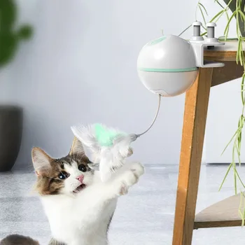 

Cat Pet LED Laser Toy Funny Feather Toy Smart Automatic Cat Exercise Training Entertaining Toy Multi-Angle Adjustable USB Charge
