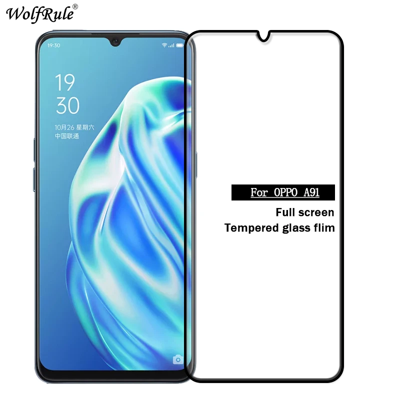 

For OPPO A91 Glass For OPPO F15 Tempered Glass 9H Full Glue Cover Screen Protector Protective Glass For OPPO A91 F15 Glass 6.4"