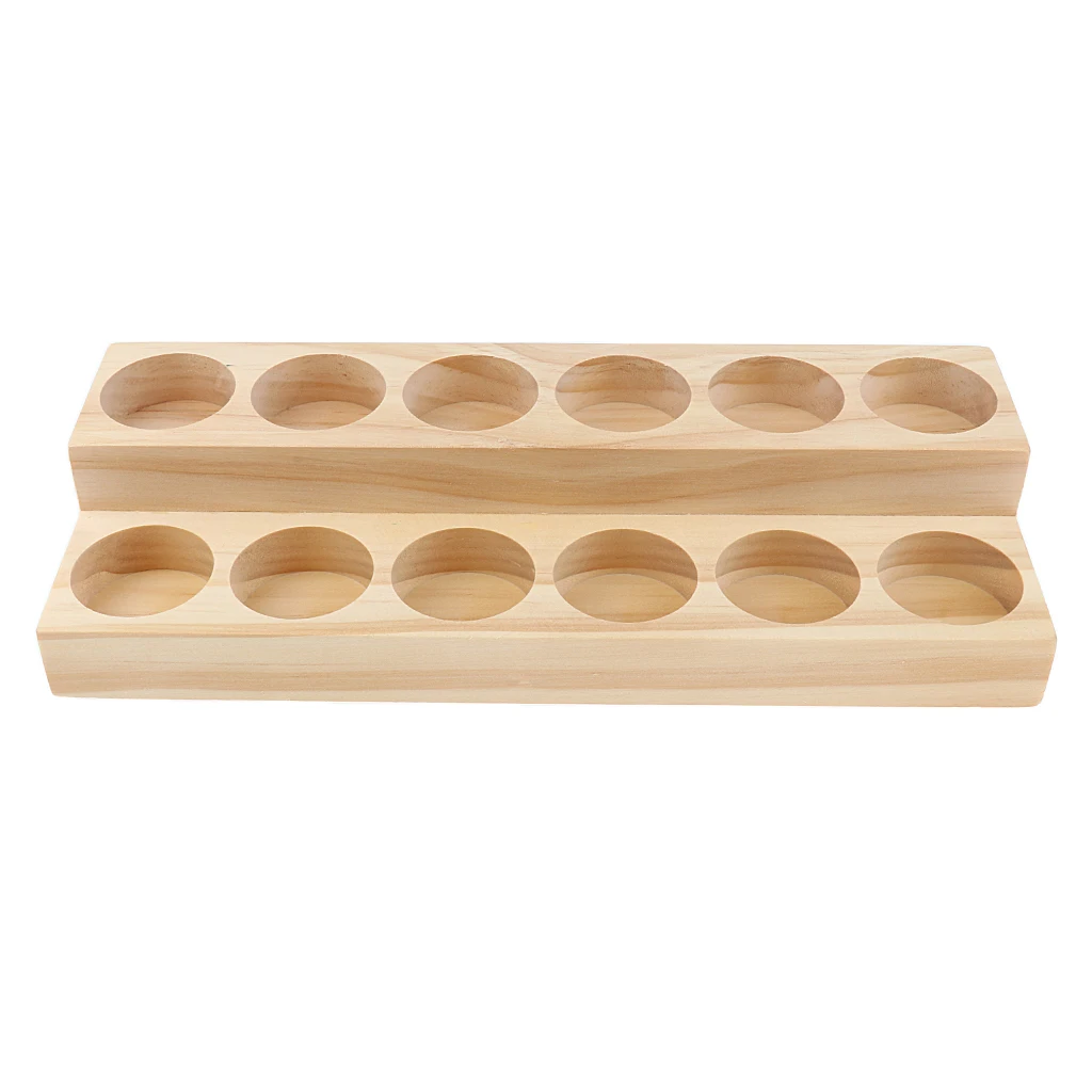 Premium Wood Essential Oil Displaying Rack DOUBLE LAYERS Organizer for 6/12/18 pcs 15ml Bottles Aromatherapy Perfume Rack Holder