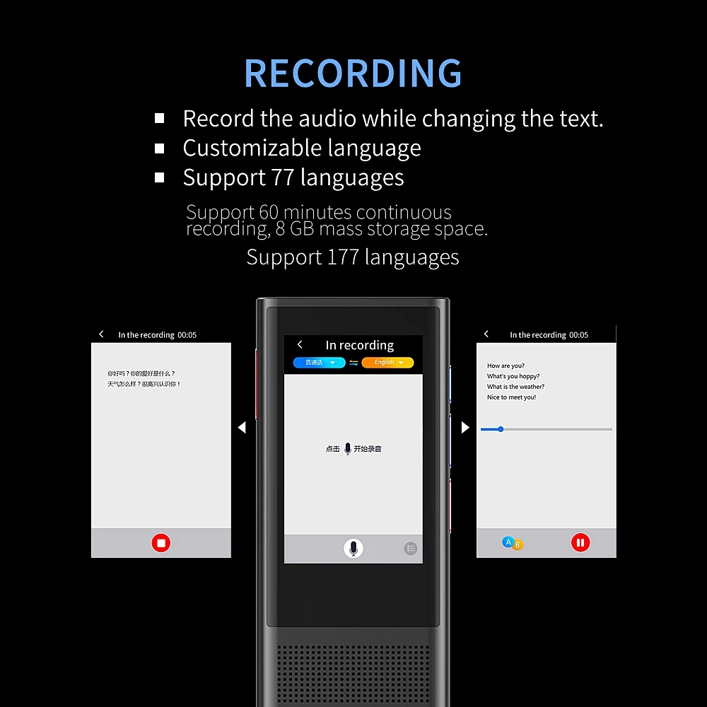 Boeleo BF301(W1 3.0) 2.8 inch Screen Smart Voice Translator for Business Travel 1GB+8GB Support 117 Languages Inter-Translation