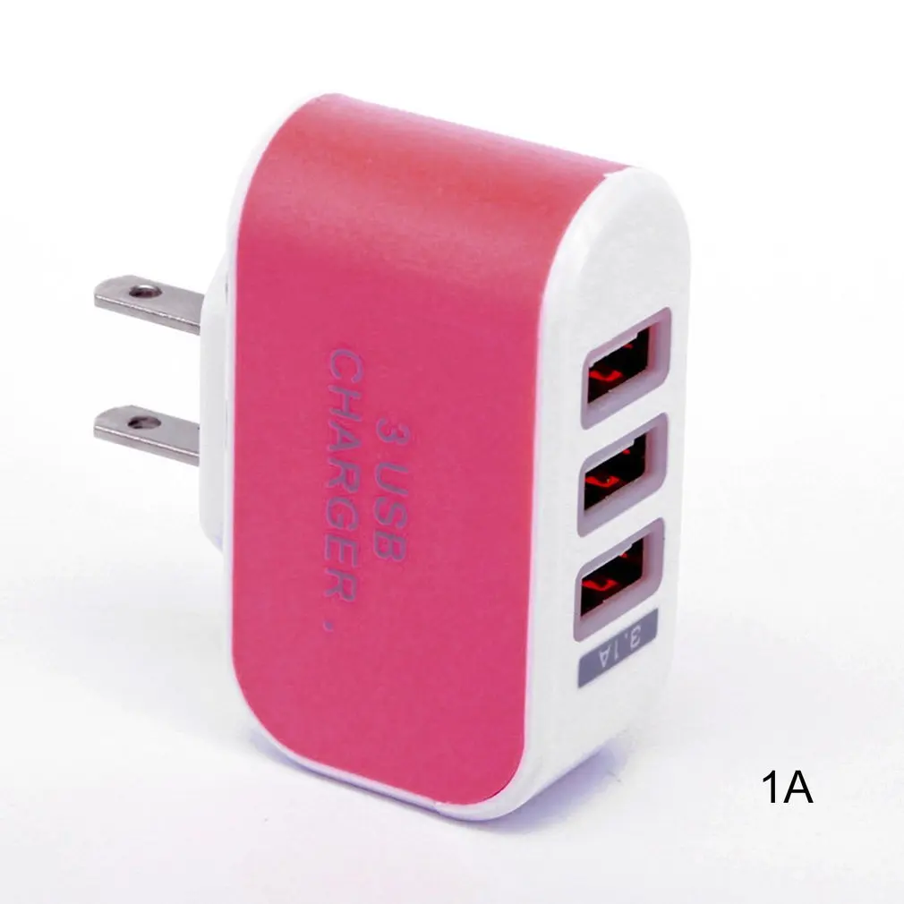 Яркий цвет 3usb зарядное устройство 2a выходной ток светильник 3usb Зарядное устройство Usb зарядное устройство головка - Цвет: 1A