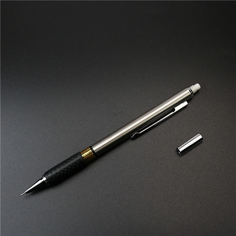 Rubber non-slip metal mechanical pencil Stainless steel penholder 0.5mm 0.7mm 0.9mm 2B black Pencil lead 3