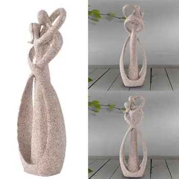 

23cm Sandstone Kissing Lovers Statue Loving Figurines Sculpture Vintage Home Wedding Table Decoration Anniversary Gifts Crafts