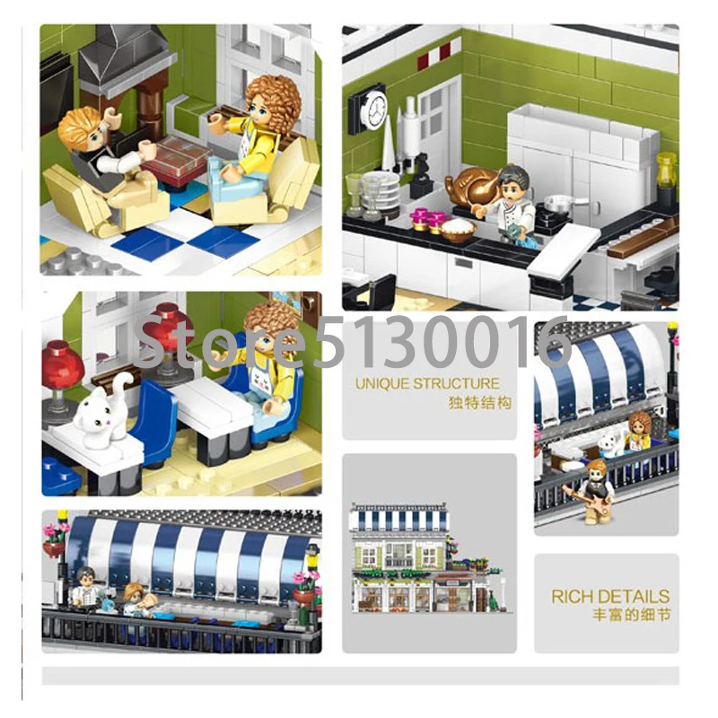 ql0920 MOC 3577 шт. серия City Streetview Европейский тип романтический ресторан модель строительные игрушки ql0924 ql0920