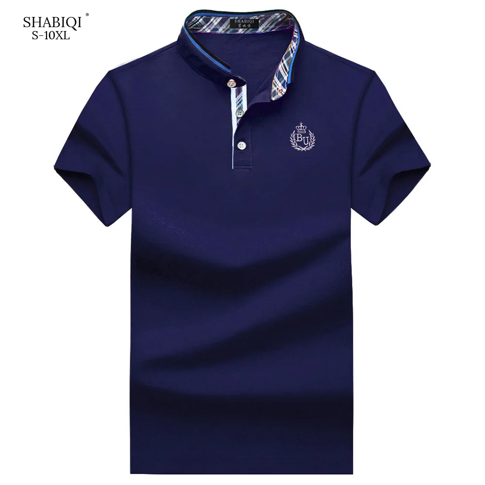 Skup Męska koszulka Polo 2020 letnie męskie dorywczo oddychająca niebieski stojak kołnierz bawełna krótki rękaw mężczyźni Polo Plus rozmiar 6XL 10XL