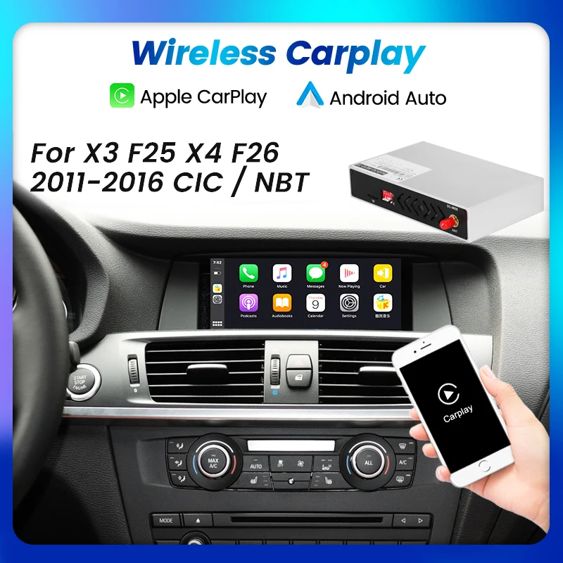 Беспроводной Carplay Android Автоматическая интерфейсная коробка для BMW X3 F25 2014-2017 / X4 F26