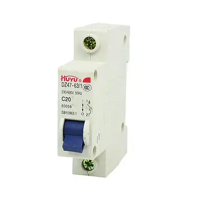 

AC 230/400V 20A Single Pole Overload Protection MCB Mini Circuit Breaker