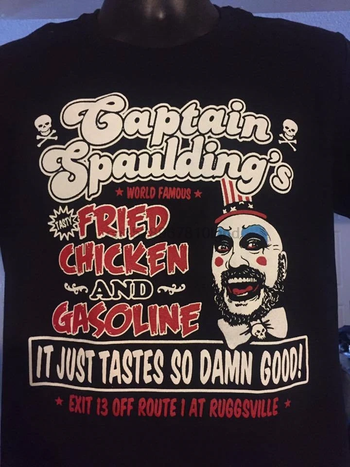 Captain Spaulding жареная курица и бензин футболка Роба Зомби Harajuku уличная рубашка