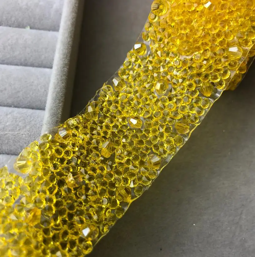 gold beads 3 см ширина rhinstone Кристалл отделка, 1 ярд/Лот, Хрустальная цепочка с драгоценными камнями аксессуары, свадебное украшение окантовка Свадебный Пояс отделка - Цвет: gold beads