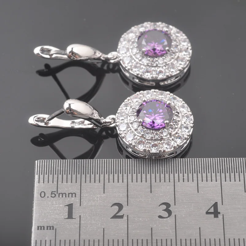 Russian Style Jewelry Sets Natural Purple Crystals Pendants Necklace Earring Ring Bracelet for Women Luxury Party Jewelry