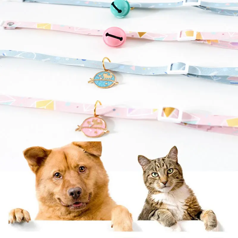 

Geometric Abstract Style Cat Dog Collar Pet Neck Strap Neck Ring With Bell Pendant Fashion High Quality Pet Supply 1PC