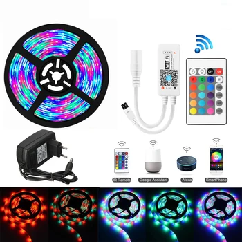

WiFi LED Strip 5m 10m 15m 20m RGB Waterproof SMD 5050 2835 DC12V rgb String Diode Flexible Ribbon WiFi Contoller+Adapter plug