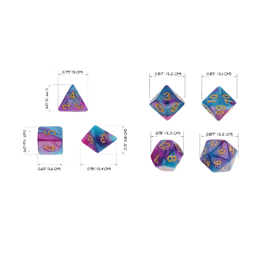 7 Pieces Dice Set D20 D12 D10 D8 D6 D4 for DND RPG Board Game Board Game Dice Party Gambling Dices Game Digital Dices