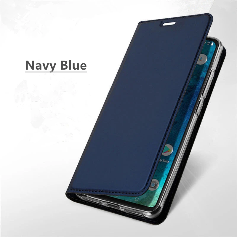 Кожаный чехол для спортивной камеры Xiao mi Red mi Note 8 8A 7 7A 5 6 4X Pro 4 6A 5A S2 Чехол-книжка на магнитной застежке с Книга чехол на Xiaomi mi A3 A2 9 Honor 8 Lite 9 Pro - Цвет: Тёмно-синий