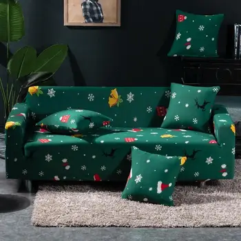 

Green Christmas Cute Sofa Covers Stretch Slipcovers Sofa Protector Polyester and Spandex Durable Soft Anti slip Couch Cover