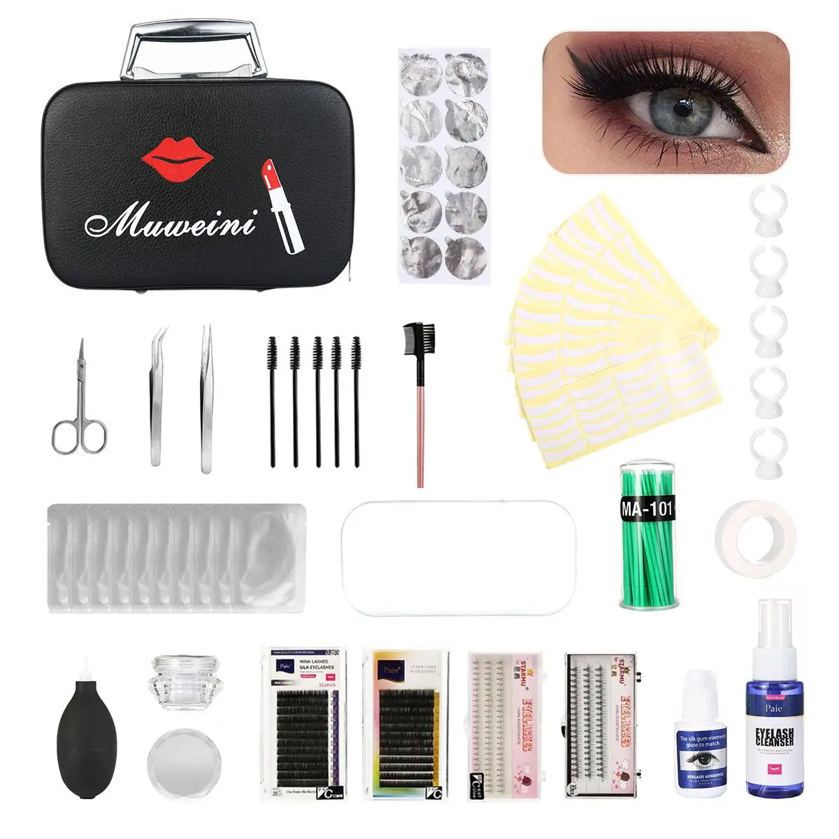 

22Pcs Eyelash Grafting Set Eyelash Extension For Starter Use With Cosmetic Bag Eyelash Extension Practice Set False Eyelash Kit