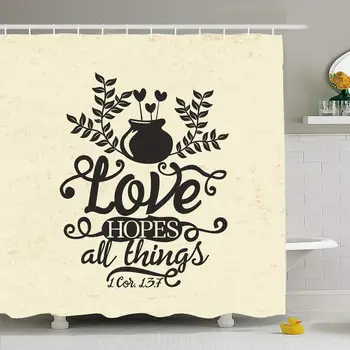 

Shower Curtain Set with Hooks 72x72 Spirituality Typographic Love Pray Cross Encouraging 1 7 Spirit Hopes Hope Membership United