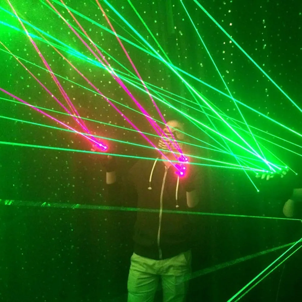 Красные перчатки с встроенным зеленым лазером Танцы этап Перчатки лазерный ладонь света для DJ клуб/вечерние/бары для выступлений на сцене для личного реквизит