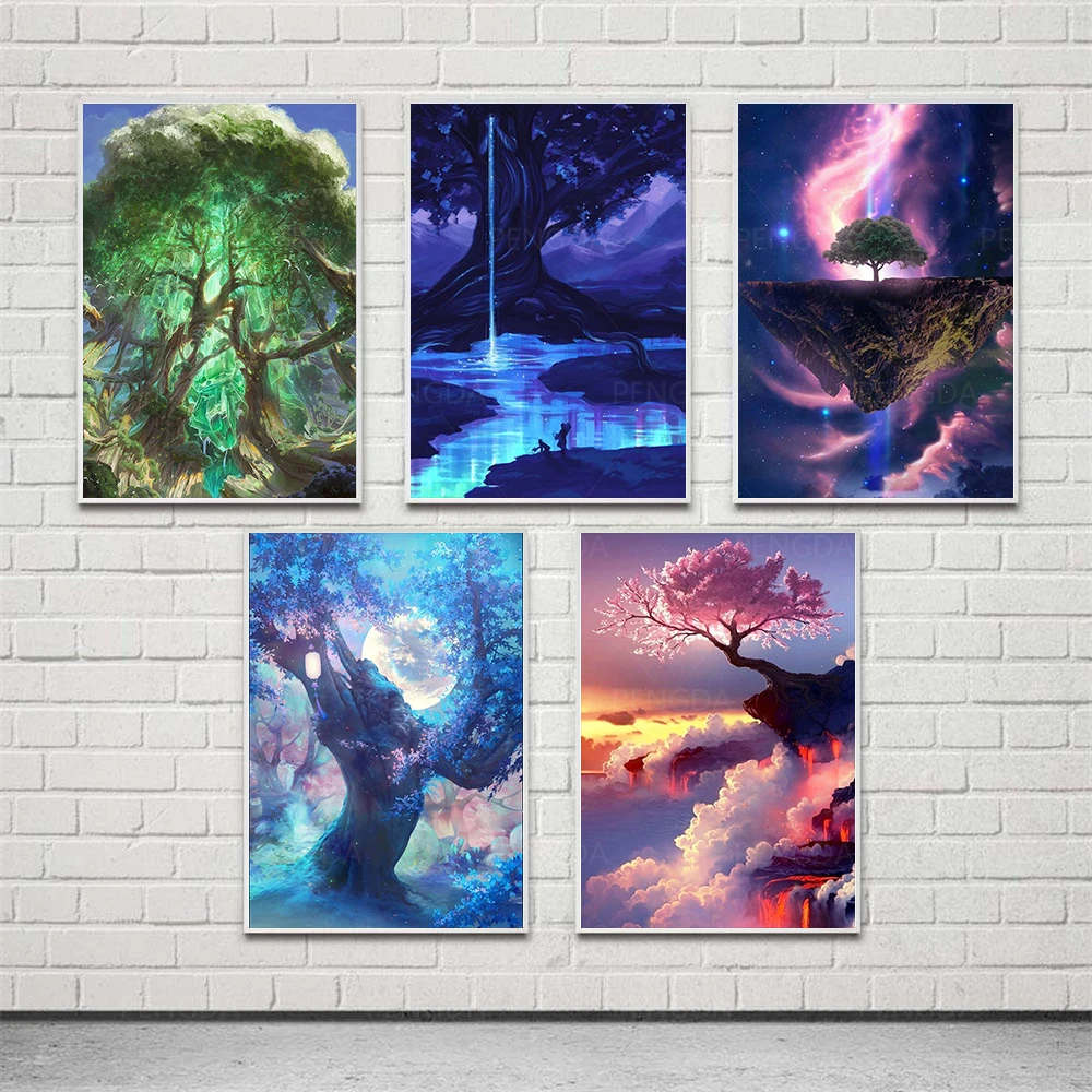 Home Decor Aesthetics Wall Art Big Tree Hd Prints Abstract Modular