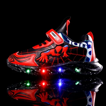 

Fashion Boys Sneakers Girls Spiderman Kids Led Shoes With Lights 2020 Spring Autumn Luminous Shoes Children Toddler Boys Shoes