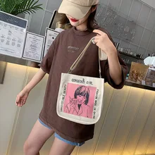 Женская сумка, стиль, модная Холщовая Сумка с принтом, женская сумка через плечо, Harajuku, японский стиль, сумка через плечо, милая сумочка для девушек