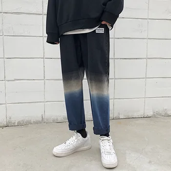 

Men Gradient Straight Casual Denim Pants 2019 Mens Hip Hop Korean Fashion Jeans Male Autumn Winter New Blue Jean Trousers