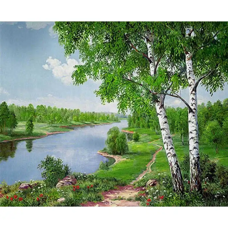 RSB8403 Painting By Numbers Frameworks Coloring By Numbers Home Decor Pictures Landscape Beach Villa Decorations RSB8146 - Цвет: RSB8403