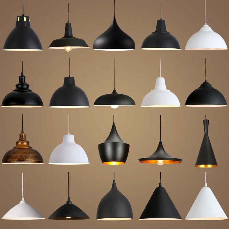 

American-Style Industrial-Style Single-head Droplight Retro Simple Personalized & Creative Black And White Restaurant Chandelier