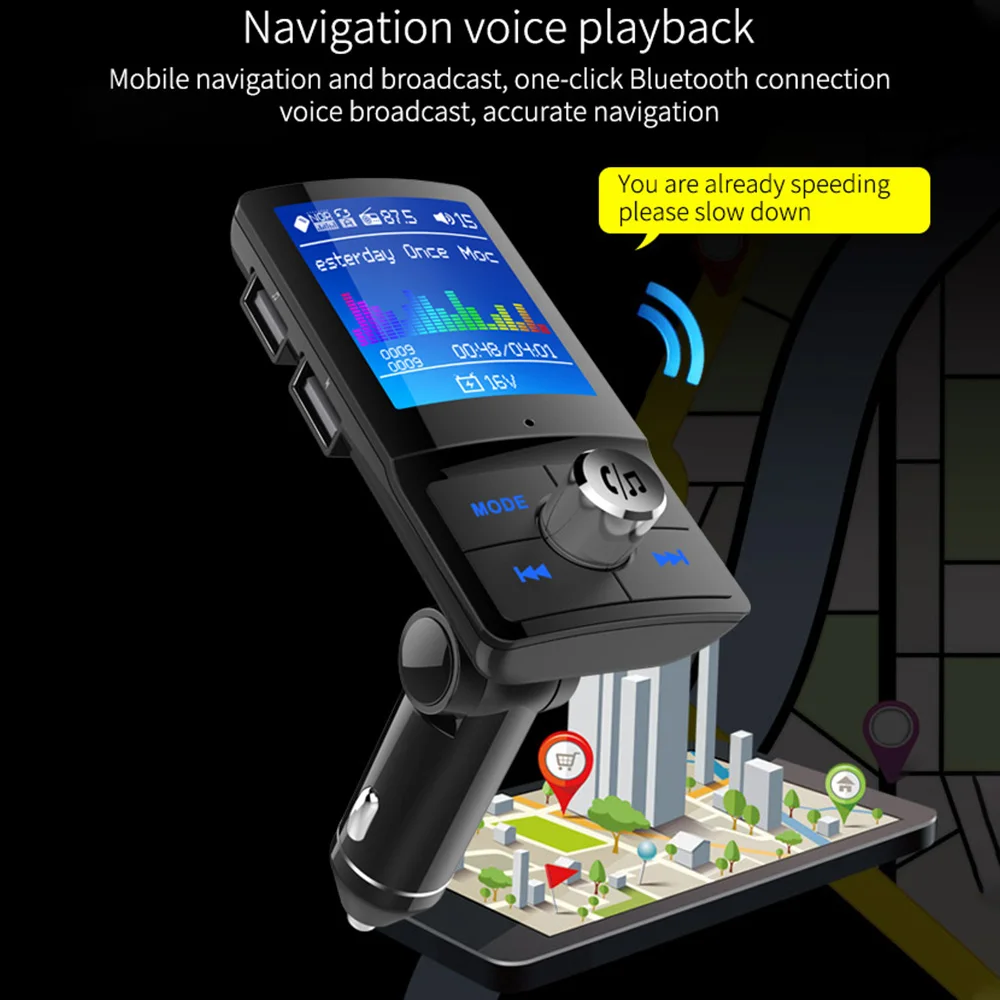 1,7" ЖК Bluetooth Автомобильный MP3-плеер Bluetooth автомобильный комплект fm-передатчик комплект для громкой связи Aux In 5EQ музыка 2-USB зарядное устройство