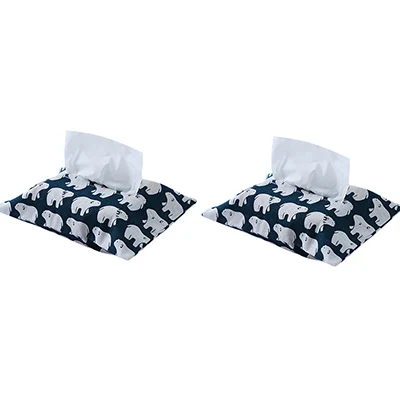 Creative Canvas Storage Box Organizer Paper Storage Towel Bag Tissue Bag Tissue Holder Paper Napkin Car Paper Towel Box K1079 D - Цвет: 2Pcs Polar bear