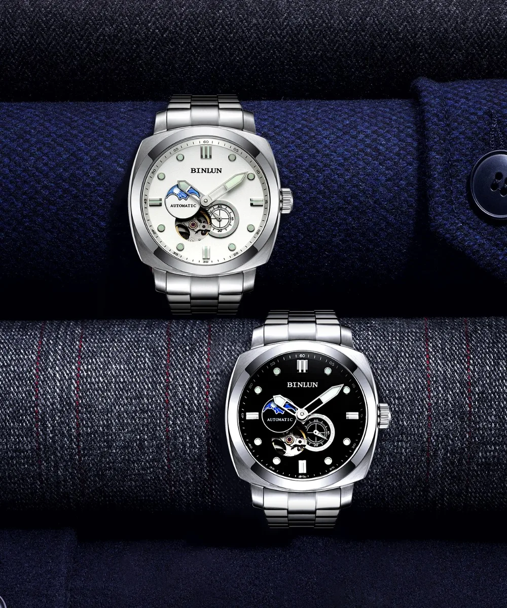 Часы наручные BINLUN мужские с автоподзаводом спортивные автоматические