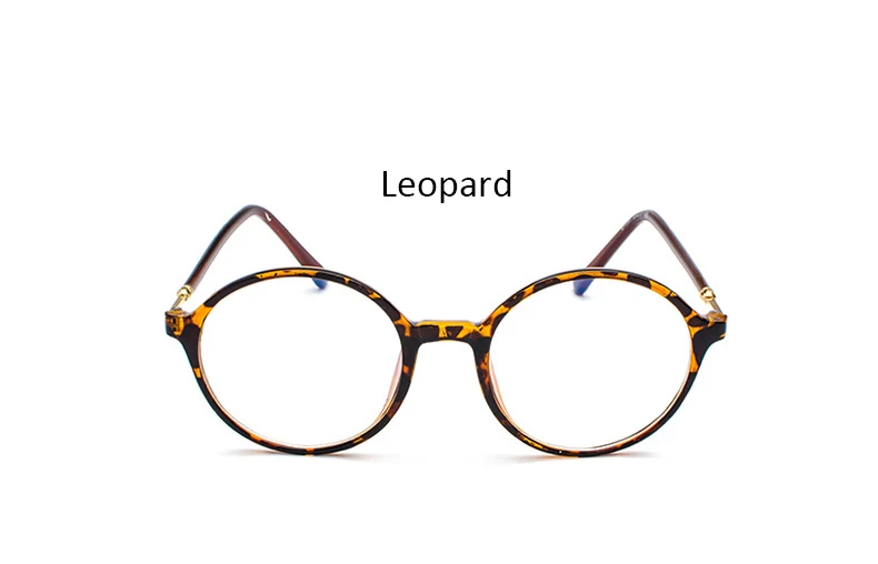 Retro vintage Woman Round blue light glasses women Fashion Transparent Oversized computer glasses Black Frame eyeglasses - Цвет оправы: Leopard