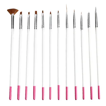 

12 Pcs UV Gel Acrylic Nail Art Brush Set Builder Painting Pen Design Nail Art Dotting Painting Detailing Pen Tools
