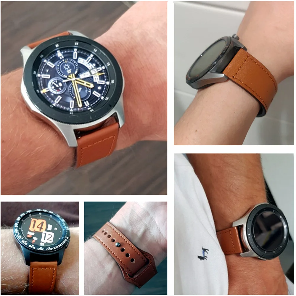 22 мм gear S3 frontier для samsung Galaxy Watch кожаный ремешок петли 46 мм huawei watch gt ремень amazfit gtr 47 мм браслет ремешок для часов
