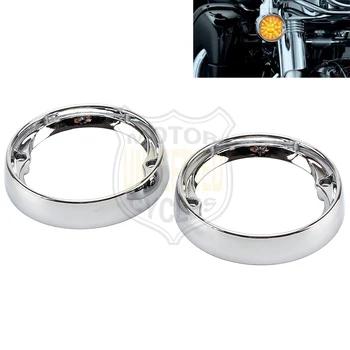

Chrome Deep Dish Flat Turn Signal Light Bezels Ring Trim For Harley Touring Street Glide FLH/T FLHX Road King Road Glide 1986-up