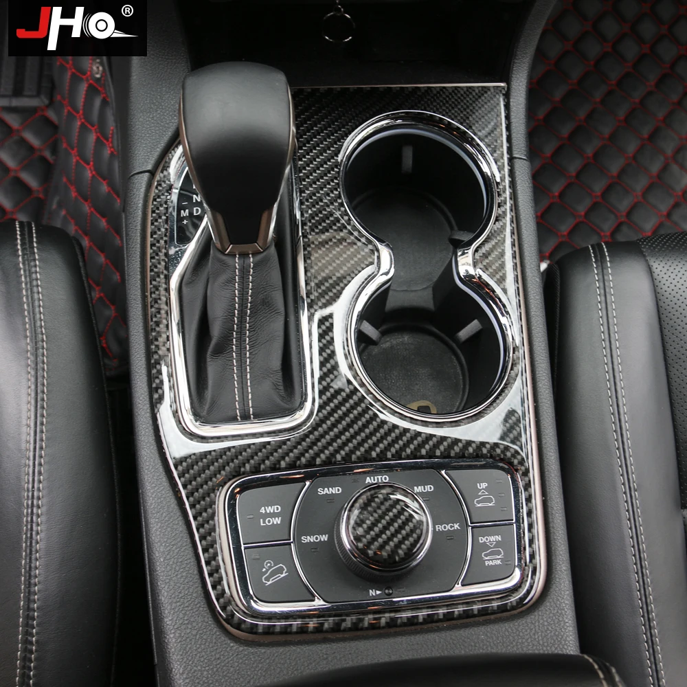 JHO настоящий карбоновый подстаканник панель Накладка для Jeep Grand Cherokee 2014 2020 2019 2018